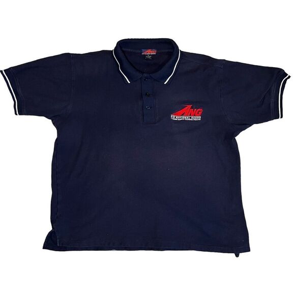 Air National Guard Polo Shirt Size Large Navy Short Sleeve Embroidered Logo - Picture 1 of 7